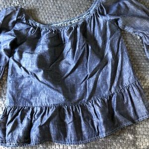 Jean material off the shoulder top